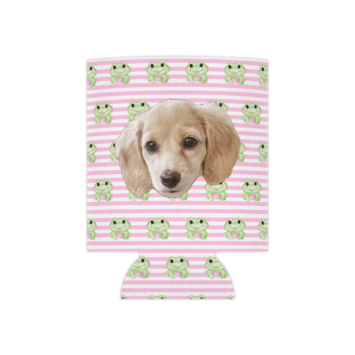 Playful Frog Stripes Custom Can Cooler Coozie