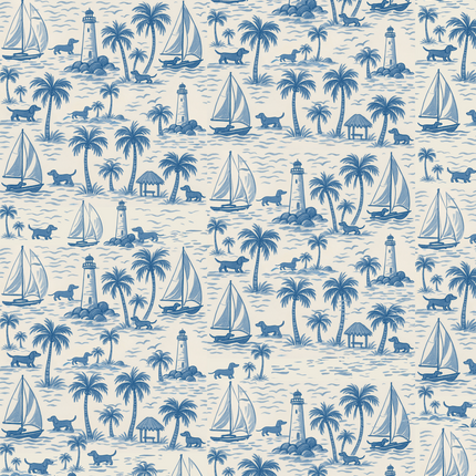 Collection image for: Coastal Doxie Toile Pattern – Nautical Dachshund Print for Dog Lovers