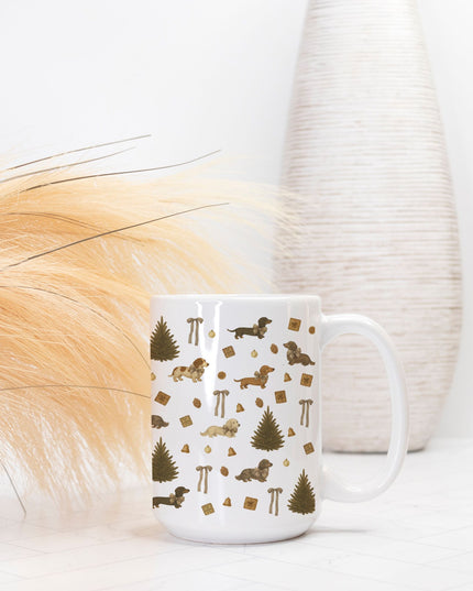 Christmas Coffee Mug - Rustic Dachshund Coquette Christmas
