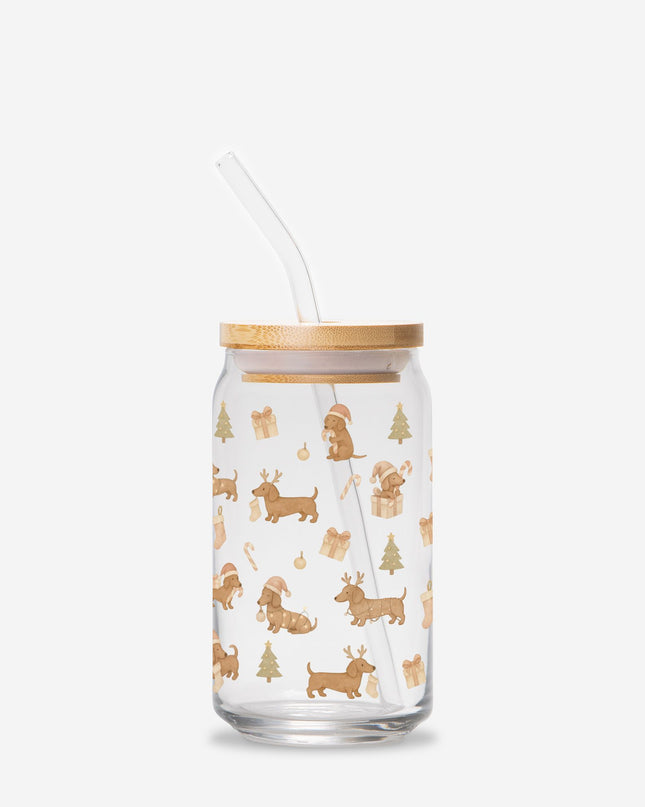 Can Shaped Glass  - Dachshund Holiday Wishes