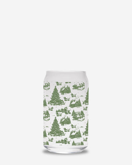 Can Shaped Glass  - Christmas Doxie Toile