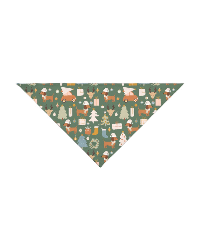 Triangle-shaped product with festive pattern on a light gray background