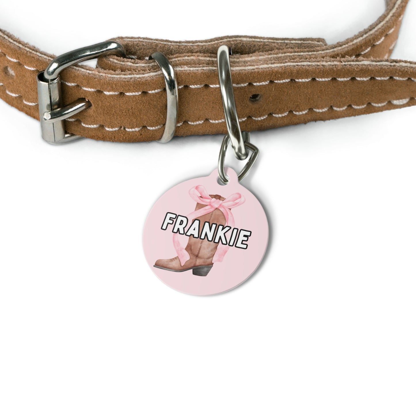 Cowgirlie Coquette Custom Round Metal Pet Tag