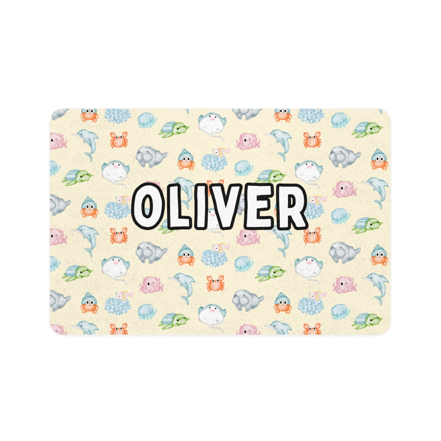 Under The Sea Animal Pawty Pet Food Mat (12x18)