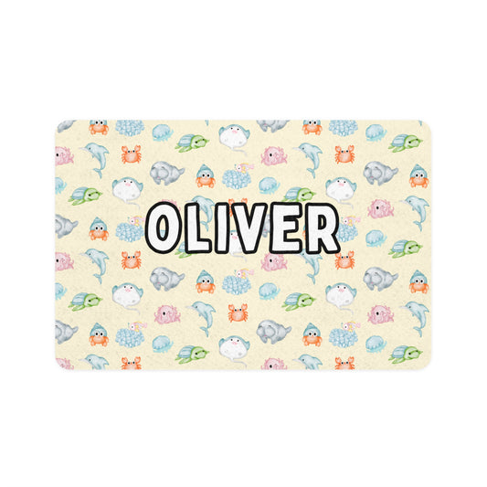 Under The Sea Animal Pawty Pet Food Mat (12x18)