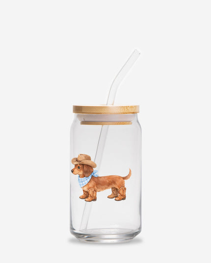Can Shaped Glass  - Wild Western Ween in Blue