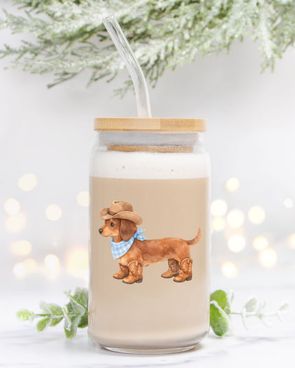 Can Shaped Glass  - Wild Western Ween in Blue