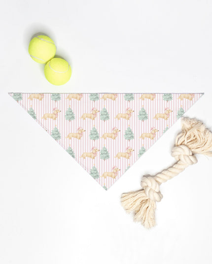 Dog Bandana - Stripes Santa Slay in Pink