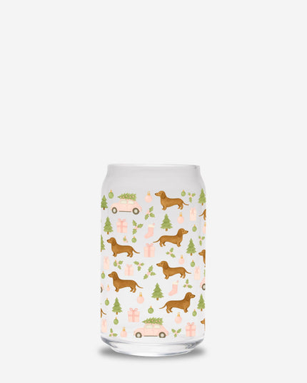 Can Shaped Glass  - Rustic Christmas Wiener Wonderland