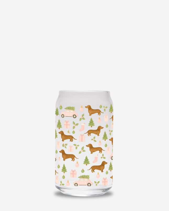 Can Shaped Glass  - Rustic Christmas Wiener Wonderland
