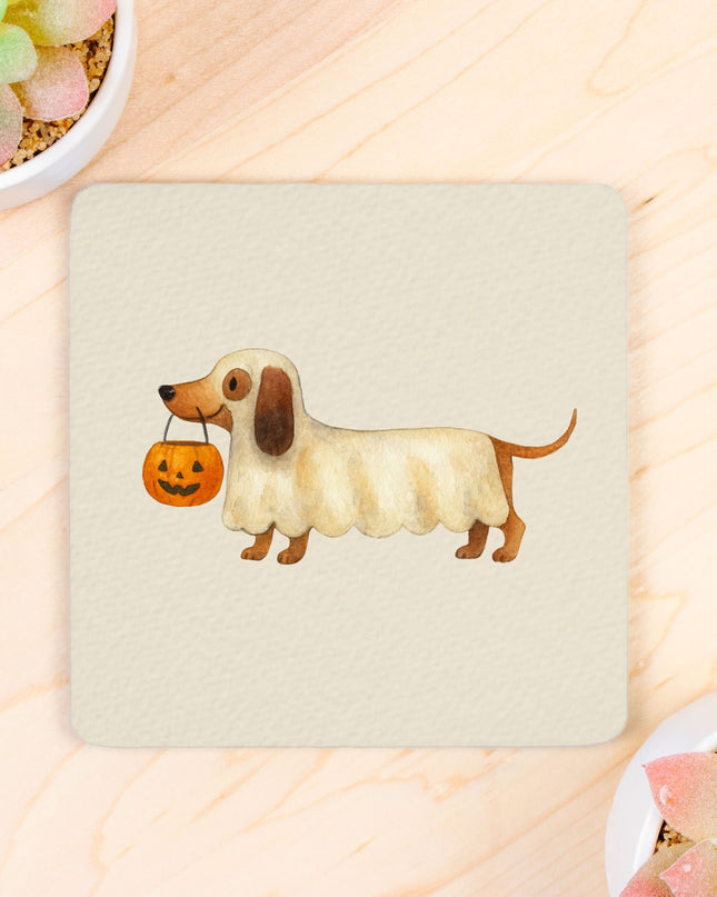 Coaster Neoprene Back (Square) 4PK - Halloween Variety Taupe Background