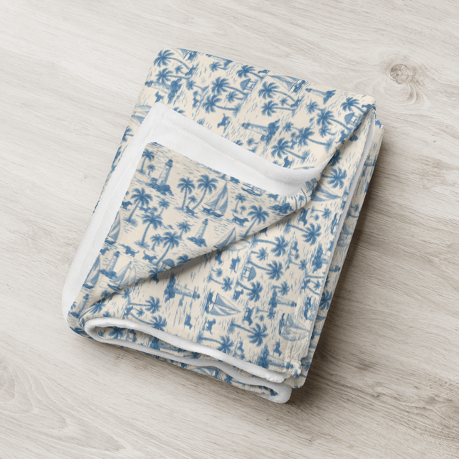 Super Soft Throw Blanket – Coastal Doxie Toile (50x60 / 60x80)
