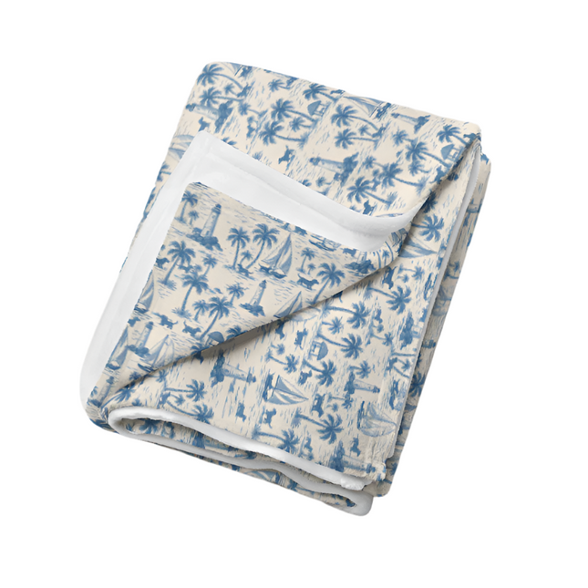 Super Soft Throw Blanket – Coastal Doxie Toile (50x60 / 60x80)