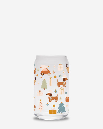 Can Shaped Glass  - Dachshund Holiday Wishes