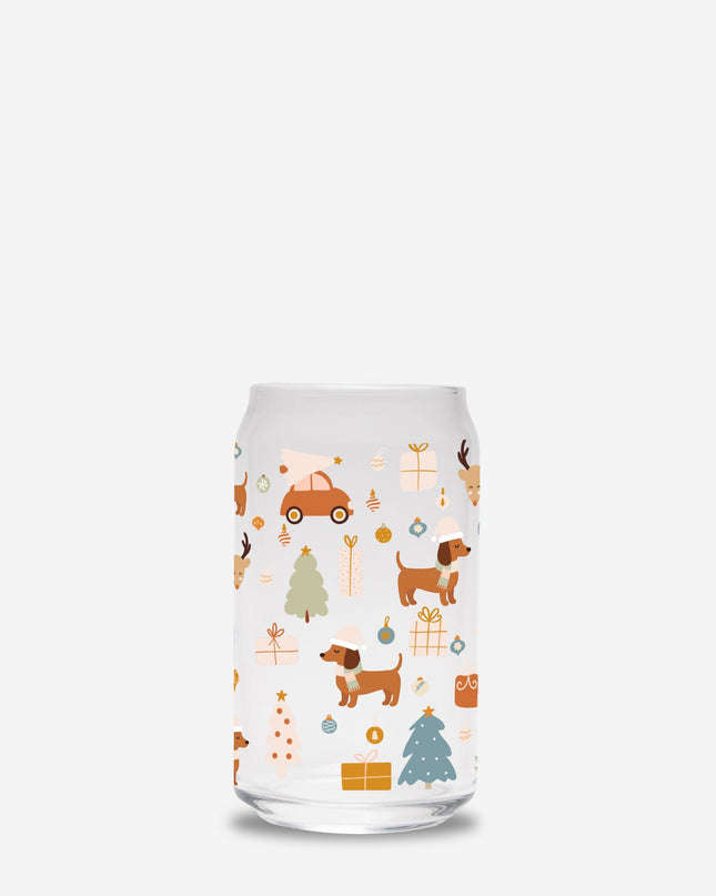 Can Shaped Glass  - Dachshund Holiday Wishes