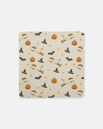 Coaster Neoprene Back (Square) 4PK - Halloween Variety Taupe Background