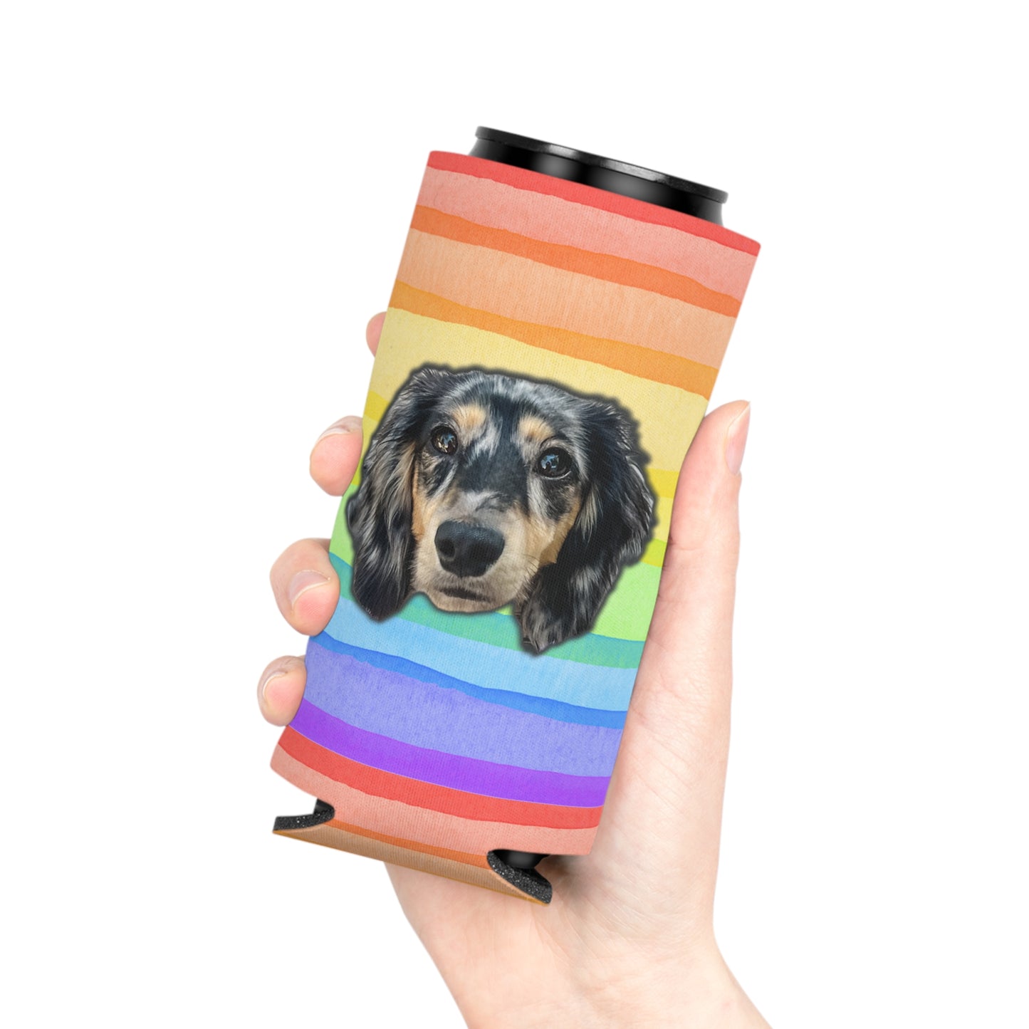 Rainbow Right Bright Custom Can Cooler Coozie