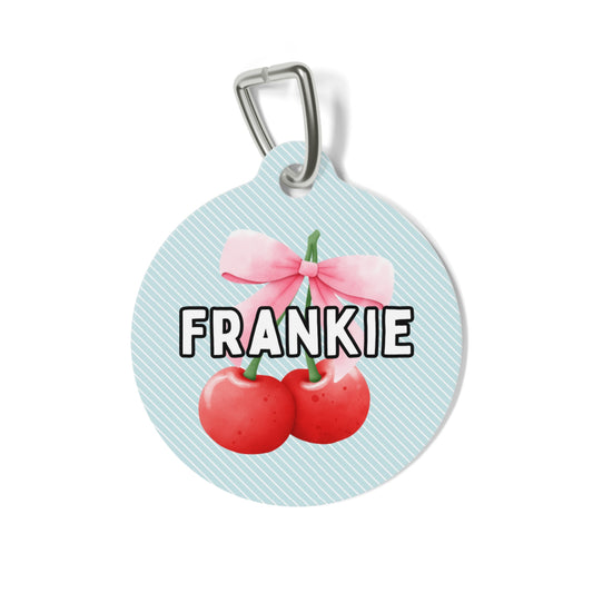 Cherry Coquette Custom Round Metal Pet Tag