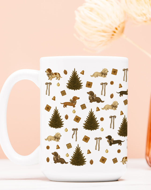 Christmas Coffee Mug - Rustic Dachshund Coquette Christmas