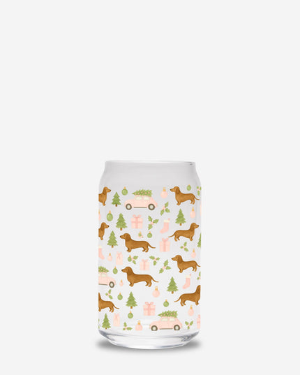 Can Shaped Glass  - Rustic Christmas Wiener Wonderland