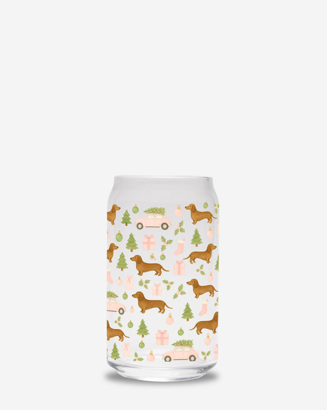 Can Shaped Glass  - Rustic Christmas Wiener Wonderland