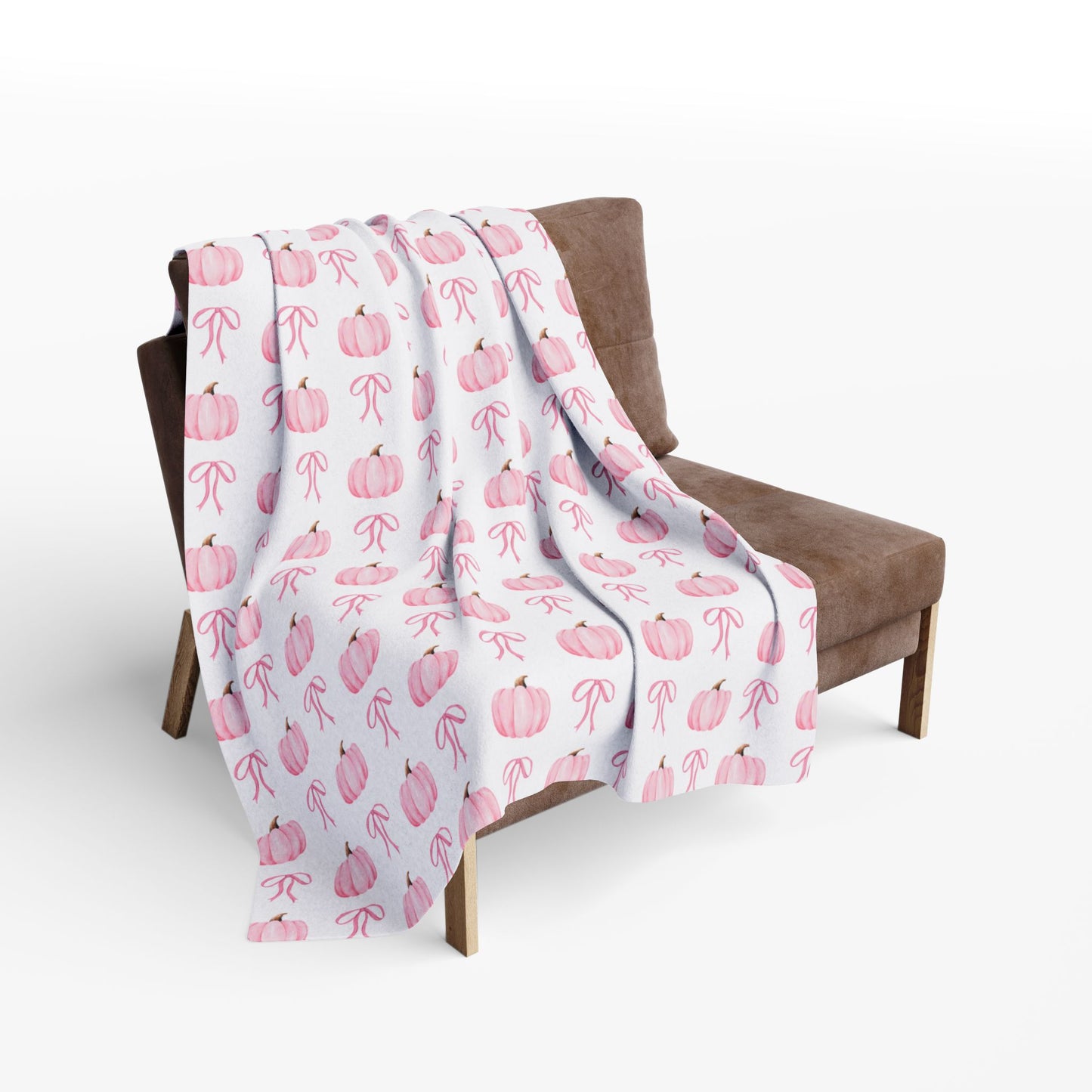 Custom Velveteen Plush Pink Pumpkin Party Blanket