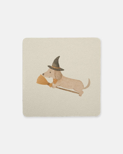 Coaster Neoprene Back (Square) 4PK - Halloween Variety Taupe Background