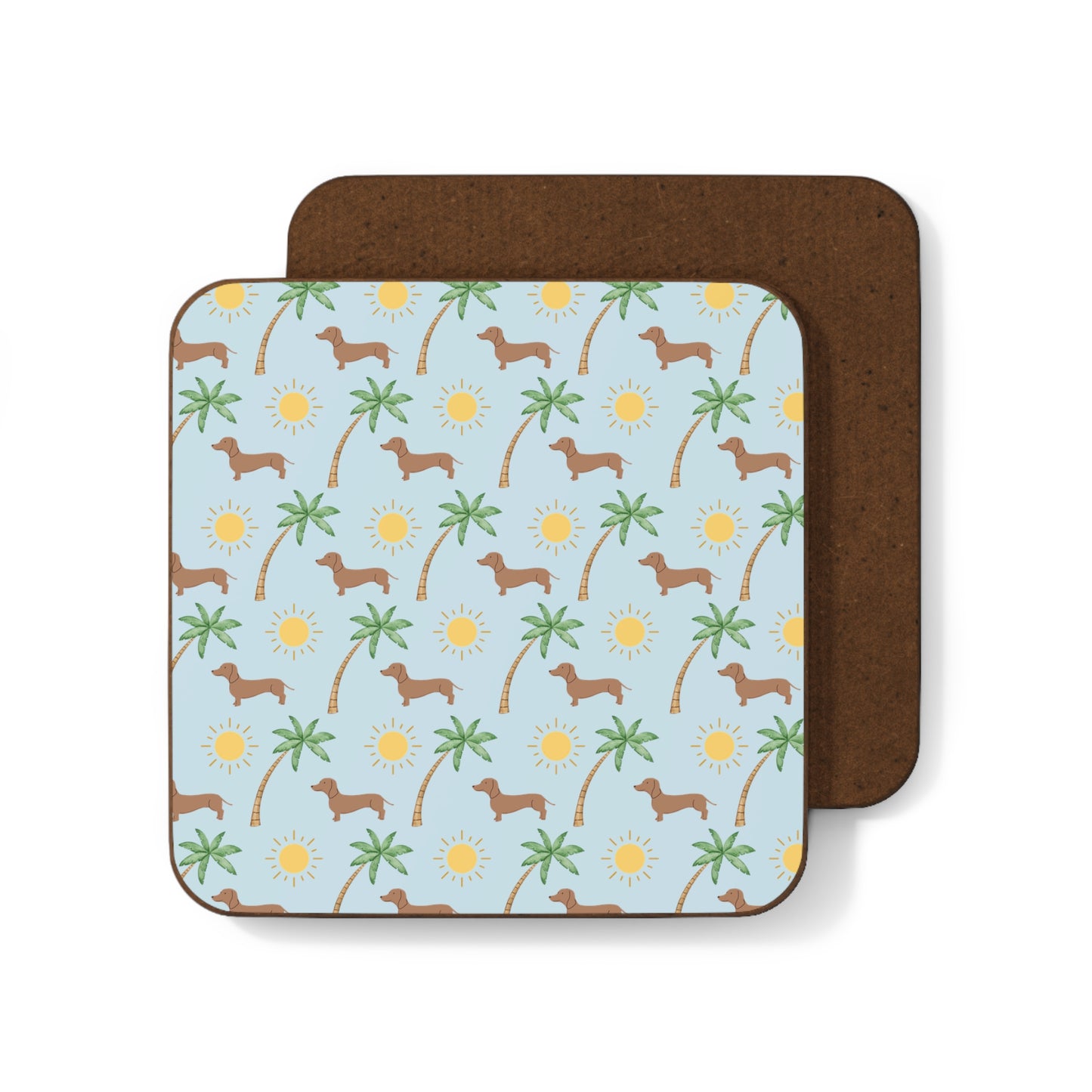 Sunny Palms Dachshund Pack Of 4 Hardboard Back Coaster