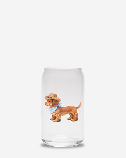 Can Shaped Glass  - Wild Western Ween in Blue