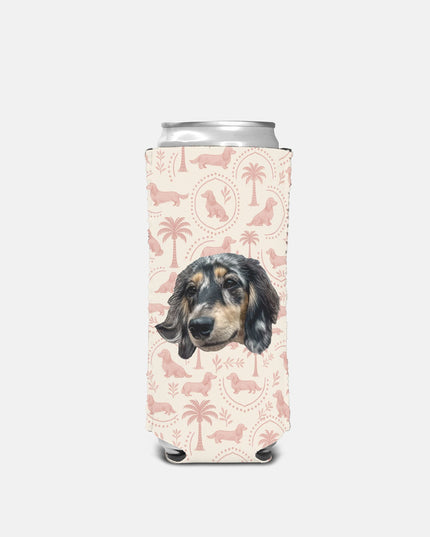 Custom Can Cooler - Blush Doxie Tropic Toile Slim | Regular