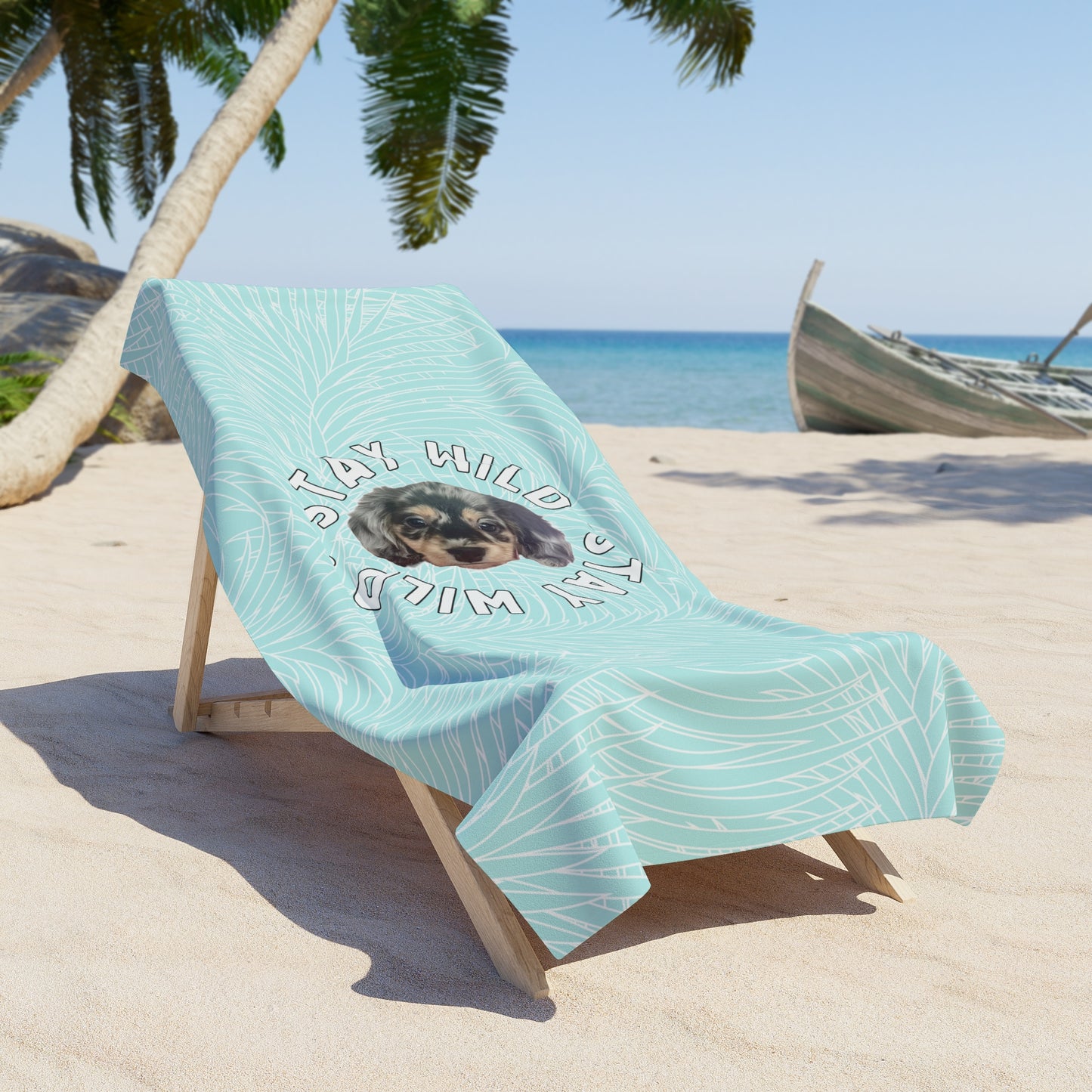 Palm Paradise 'Stay Wild' Custom Beach Towel