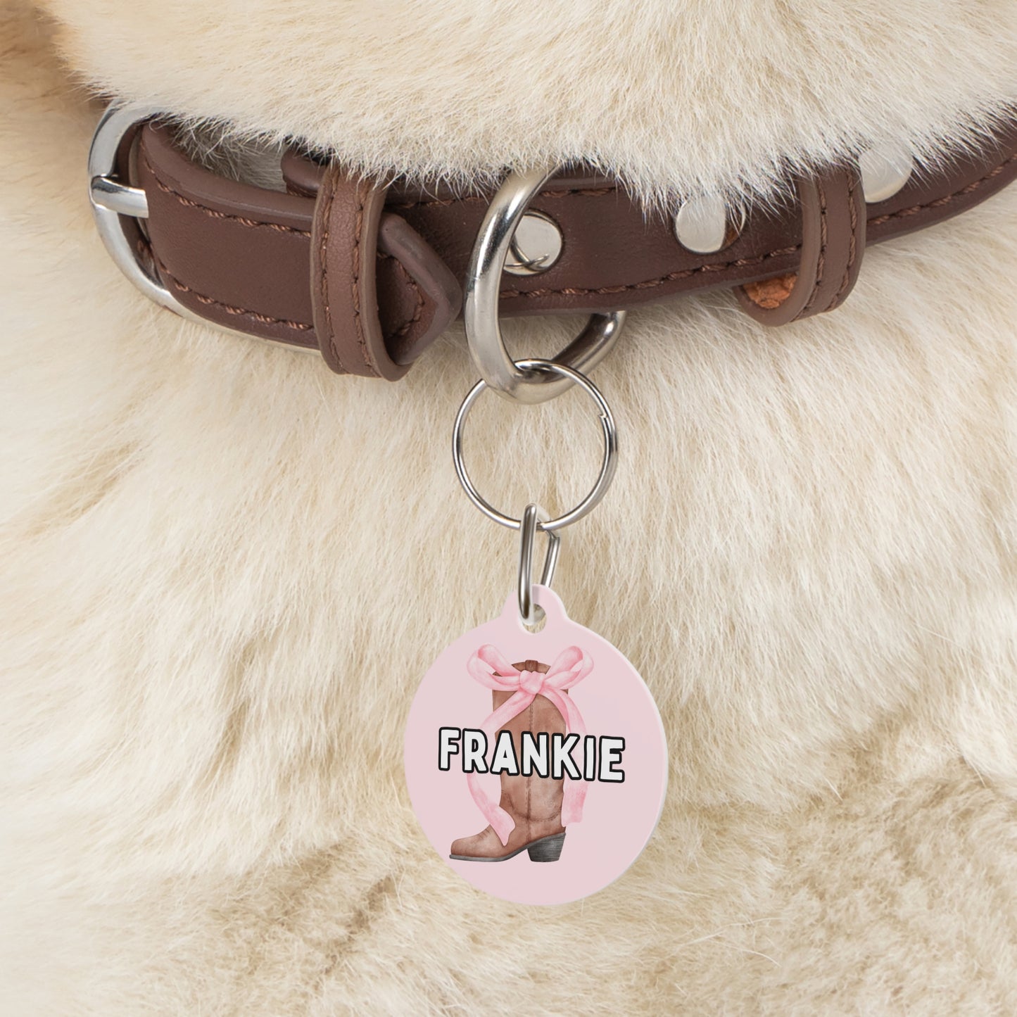 Cowgirlie Coquette Custom Round Metal Pet Tag