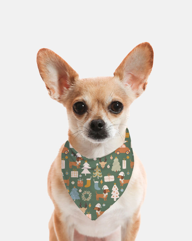 Tie On Dog Bandana - Dachshund Holiday Wishes