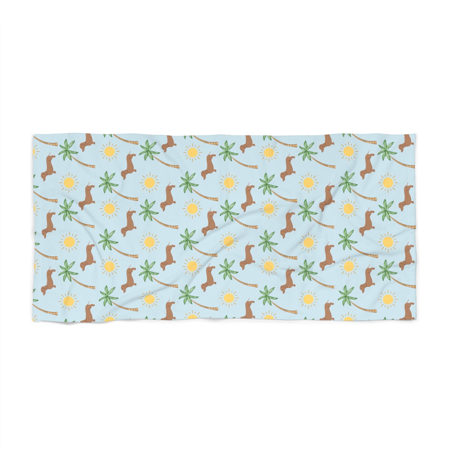 Dachshund Sunny Day Palm Beach Towel