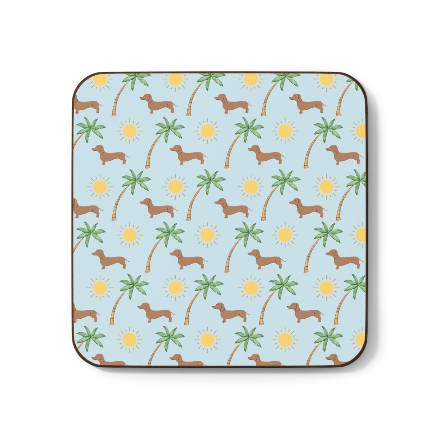 Sunny Palms Dachshund Pack Of 4 Hardboard Back Coaster