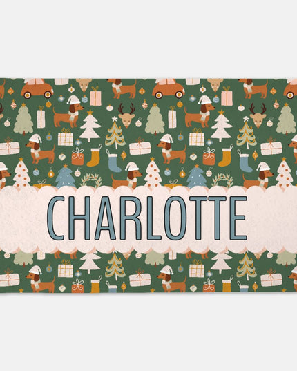 Pet Grub Mat - Dachshund Holiday Wishes