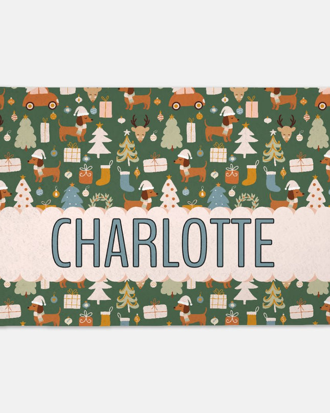 Pet Grub Mat - Dachshund Holiday Wishes