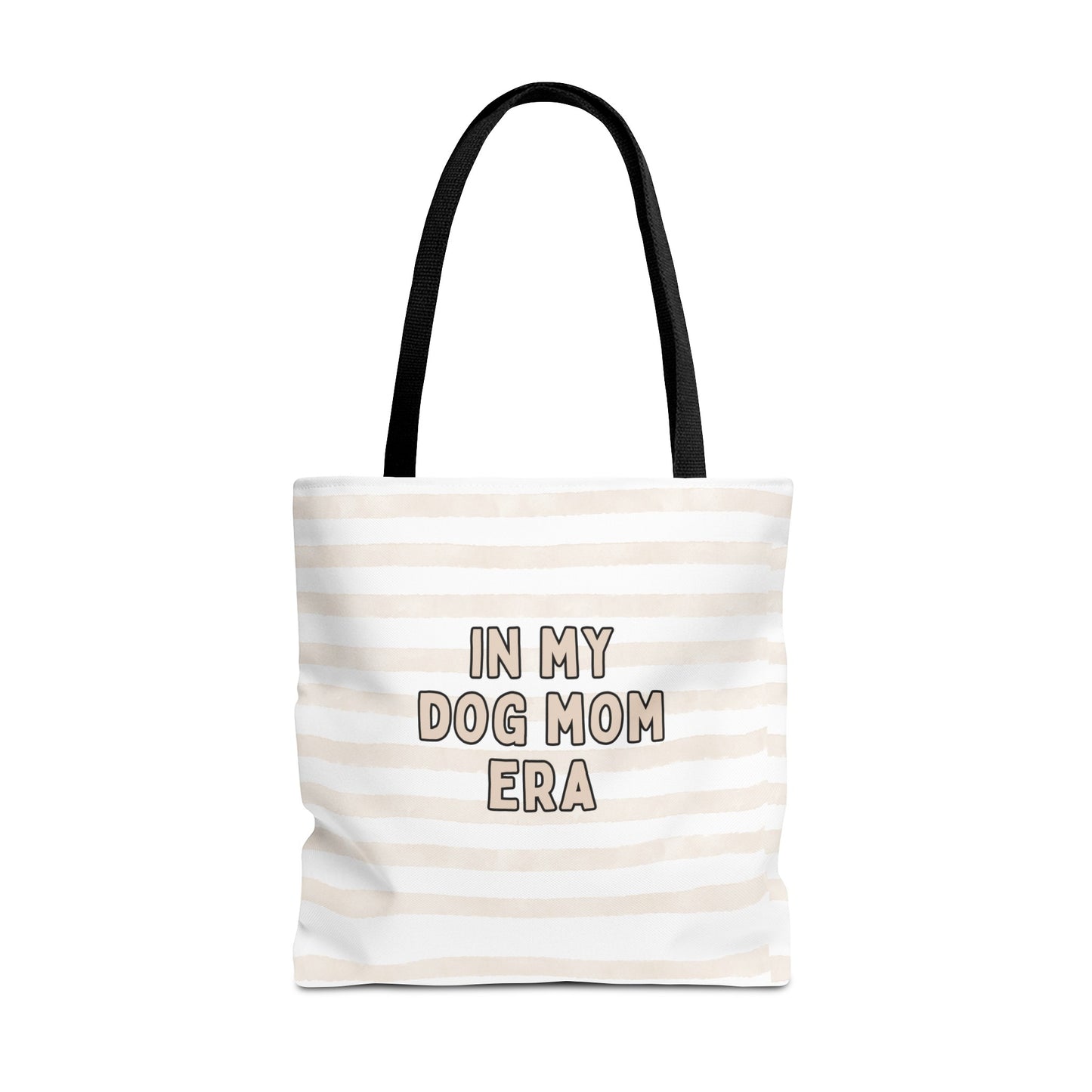 'In My Dog Mom' Era Striped Beige Tote Bag