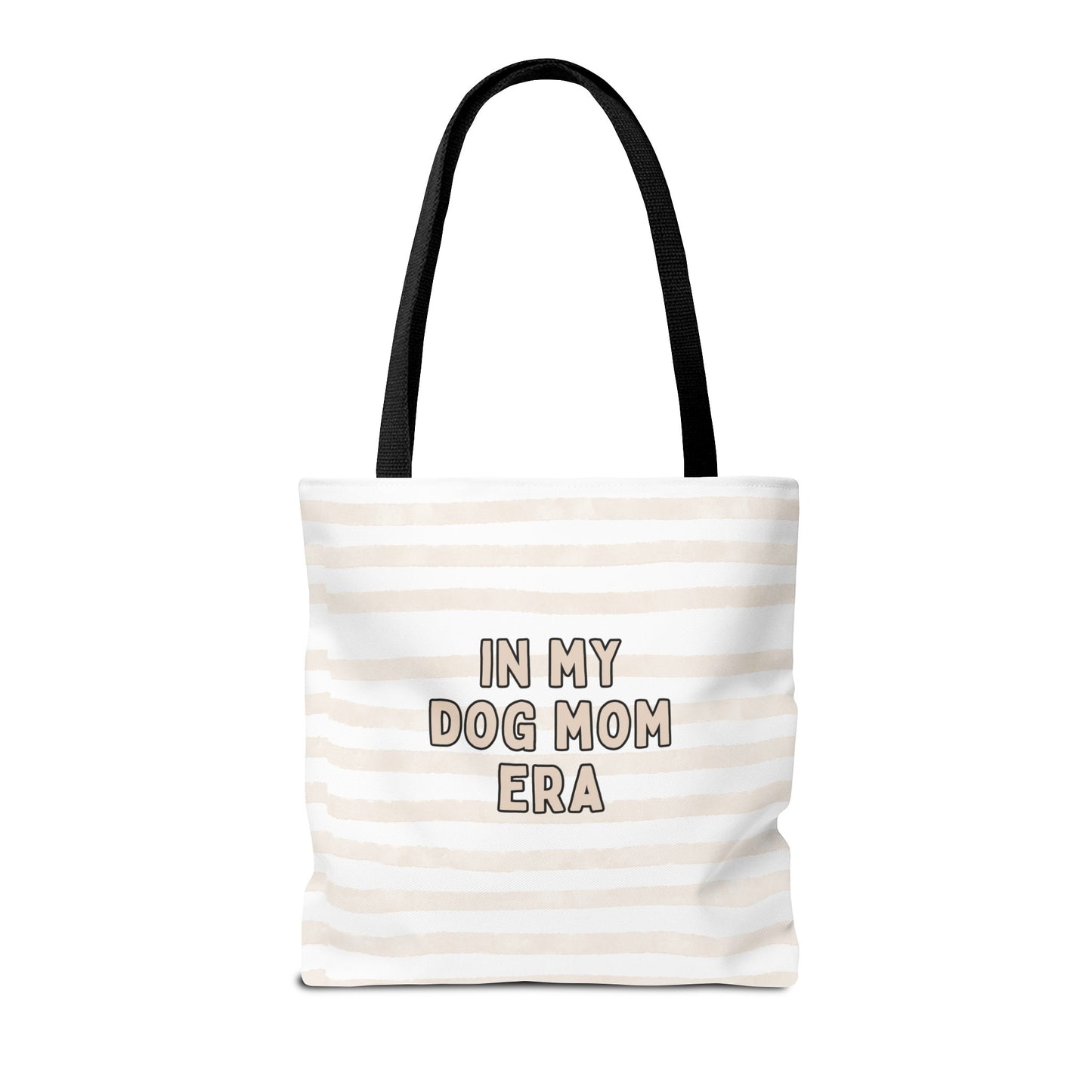 'In My Dog Mom' Era Striped Beige Tote Bag