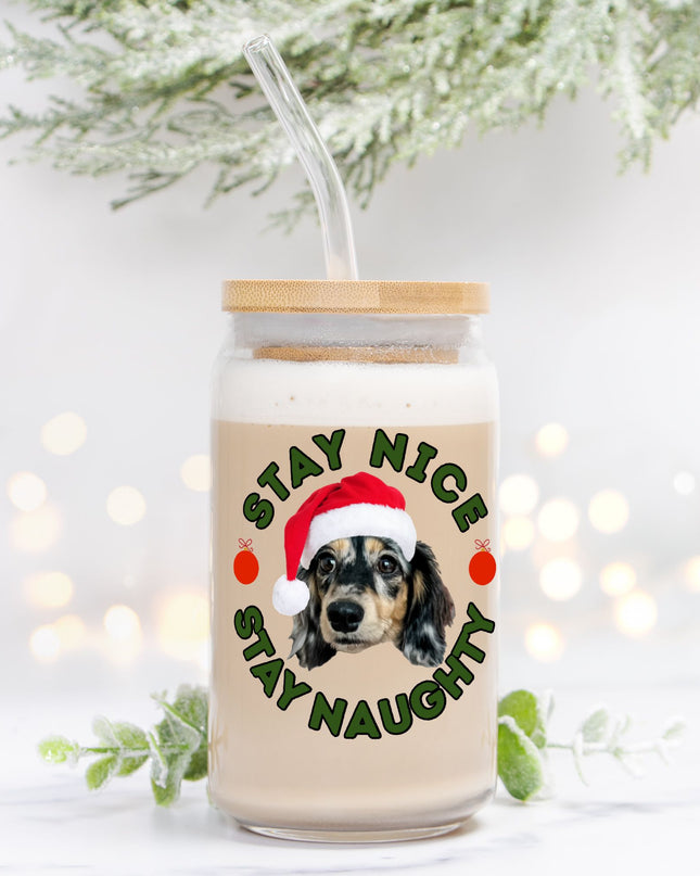 Can Shaped Glass  - Stay Naughty + Stay Nice Stripes