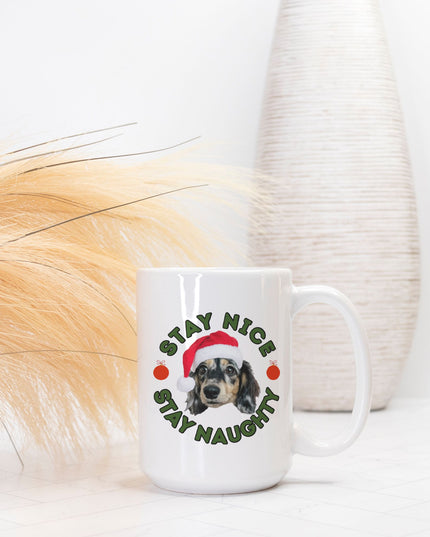 Personalized Mug - Stay Naughty + Stay Nice Pet Portrait