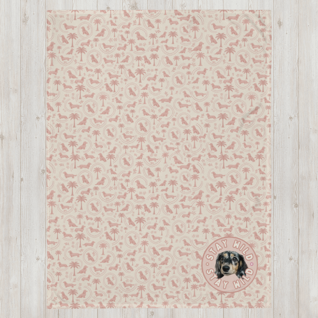 Super Soft Throw Blanket - Blush Doxie Tropic Toile  (50x60 / 60x80)