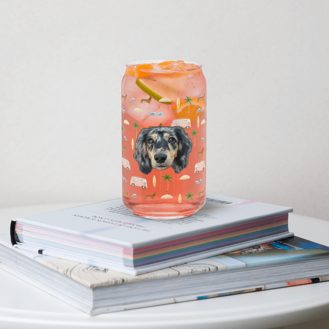 16 oz Can-Shaped Glass - Beach Cruisin' Wiener Dogs