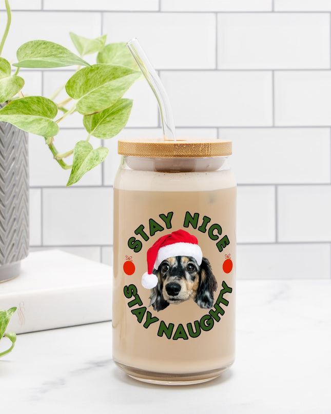 Can Shaped Glass  - Stay Naughty + Stay Nice Stripes