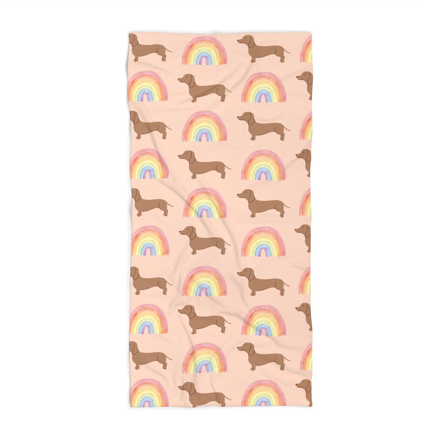 Rainbow Bliss Dachshund Beach Towel