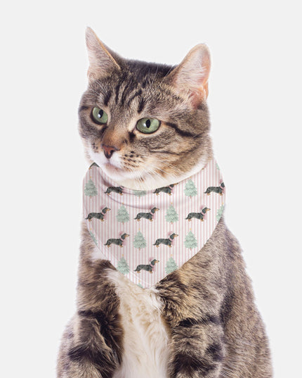 Dog Bandana - Stripes Santa Slay in Pink Dapple