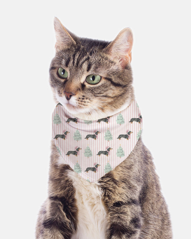 Dog Bandana - Stripes Santa Slay in Pink Dapple