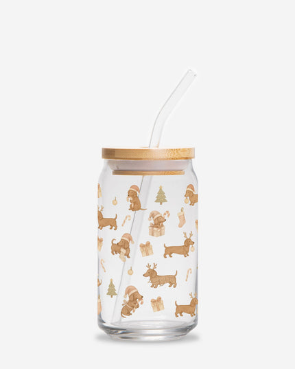 Can Shaped Glass  - Dachshund Holiday Wishes