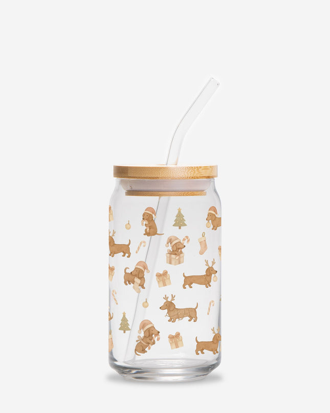 Can Shaped Glass  - Dachshund Holiday Wishes