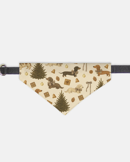 On Collar Dog Bandana  - Rustic Dachshund Coquette Christmas